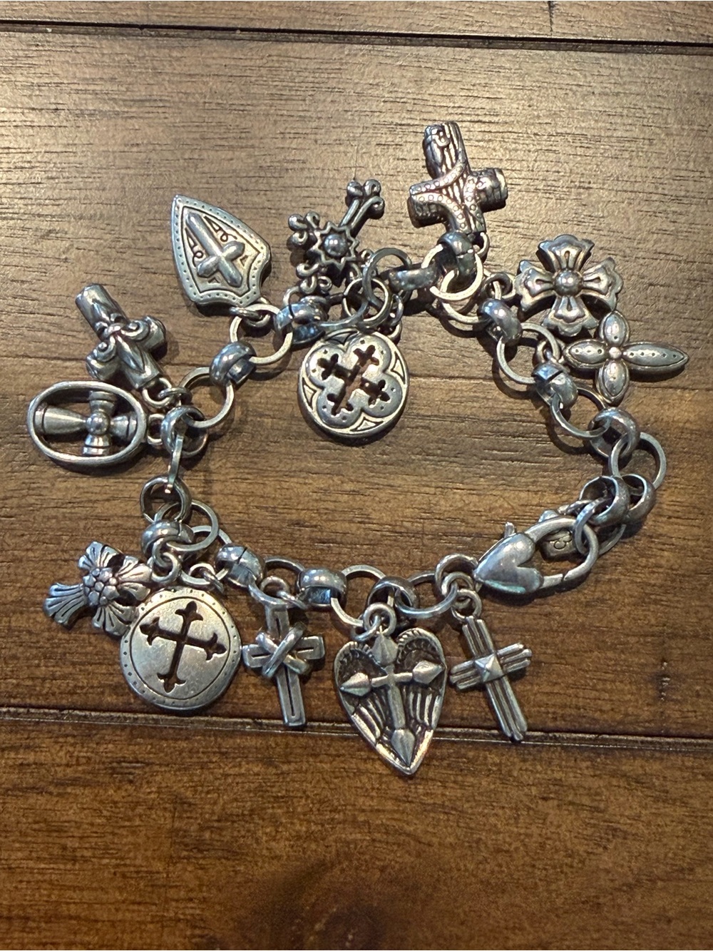 Brighton Jewelry Multi Cross Charms Bracelet COLLECTORS Vintage Fashion Womens